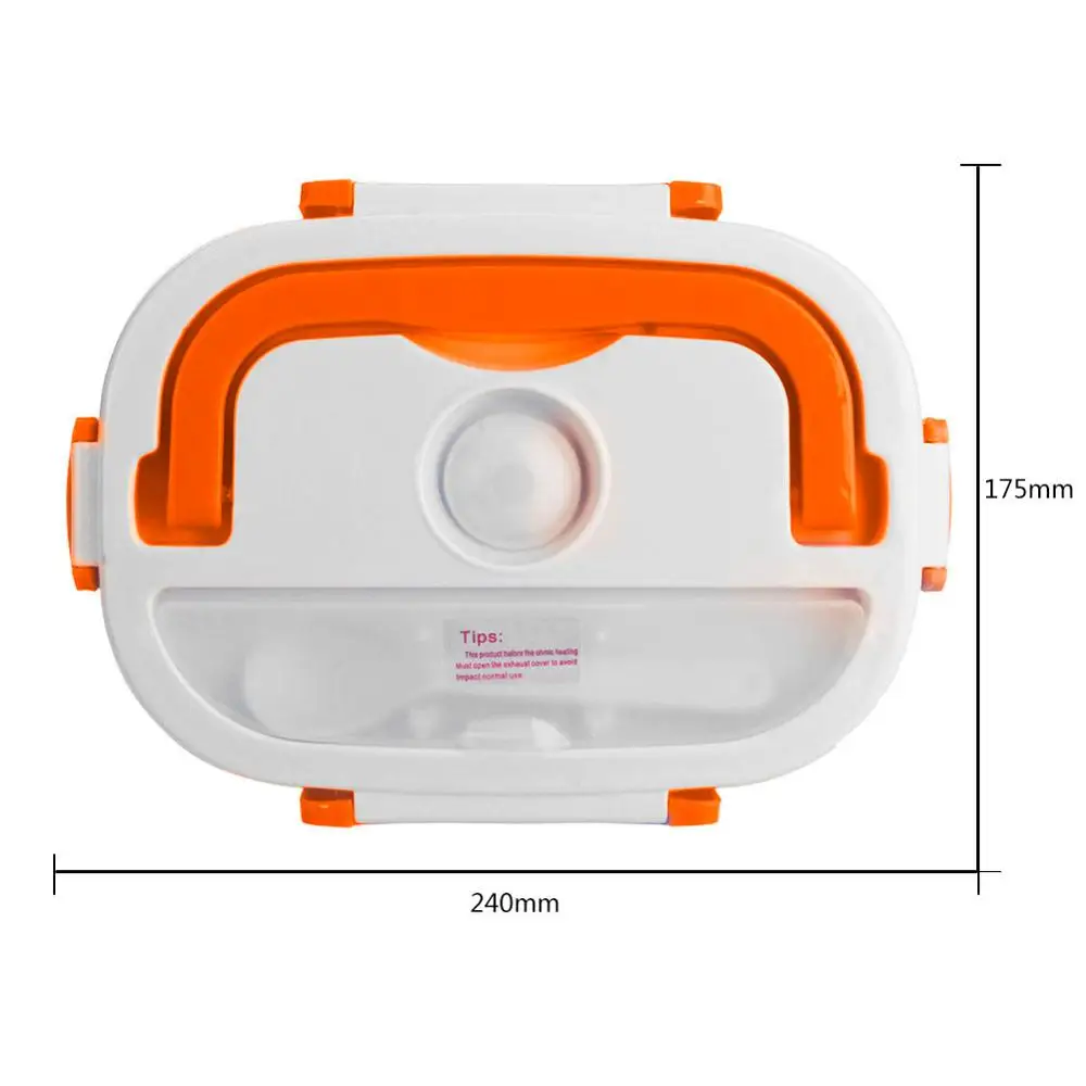 12 V-24 V 110V 220V с электрическим подогревом Коробки для обедов Портативный 2 в 1 автомобиля, дома и штепсельная вилка стандарта США/ЕС штекер Bento Коробки Нержавеющая сталь Еда контейнер - Цвет: 220V Orange EU 40W