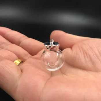 

20x12mm handmade glass globe silver button base glass bottle vial pendant necklace findings hollow glass dome charms gift 100pcs