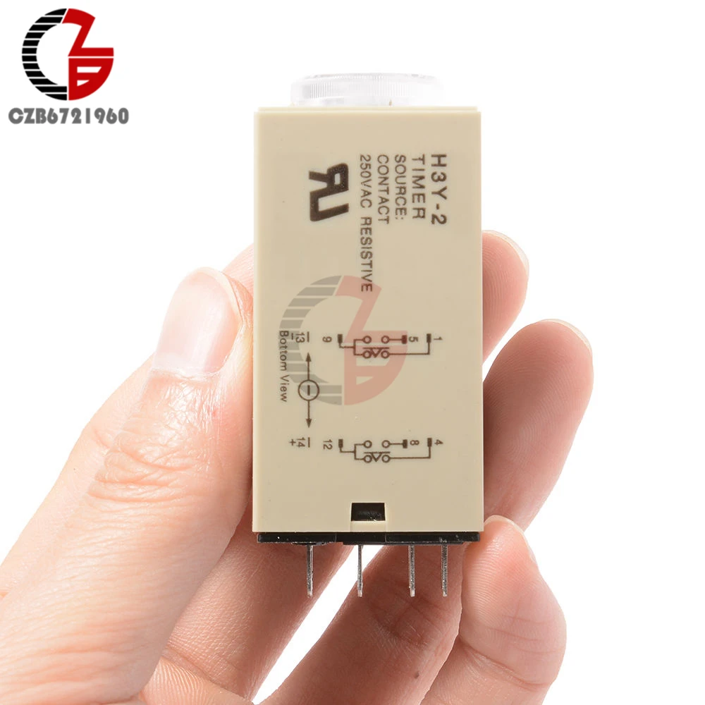 

DC 24V Time Delay Relay 8P Terminals DPDT 0 - 3 Seconds 3S Delay Timer Switch Time Relay H3Y-2 Tming Delay