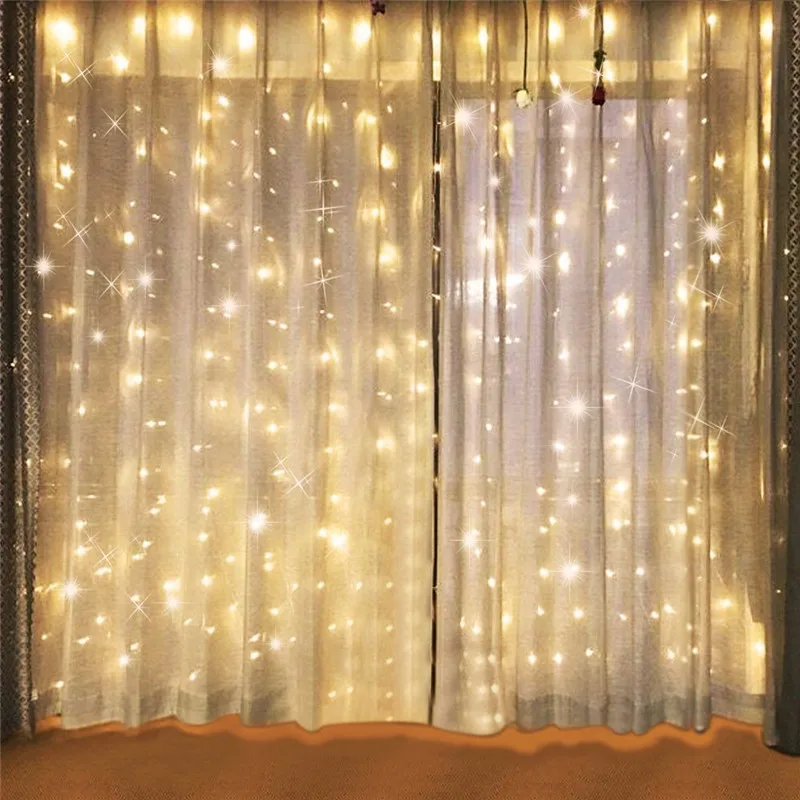 

3x3/6x3M 300/600 LED Wedding Fairy Lights Christmas Garland LED Curtain String Light new year Birthday Party Garden Home Decor