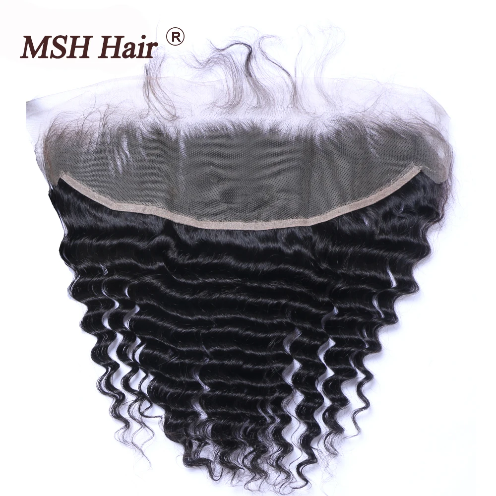 MSH Hair Brazilian Deep Wave 13*4 Ear to Ear Free Part Lace Frontal Closure Non Remy Human Hair Natural Color 8\ MSH Hair Brazilian Deep Wave 13*4 Ear to Ear Free Part Lace Frontal Closure Non Remy Human Hair Natural Color 8\