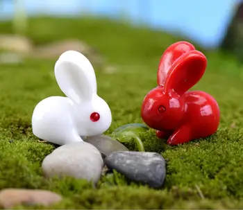 

50pcs Resin Red eye Rabbit Miniatures Landscape Accessories For Home Garden Cake Decoration Scrapbooking Craft Diy