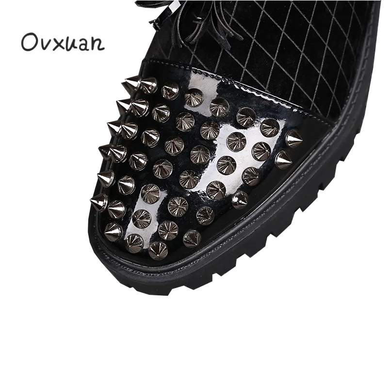 Hommes Noir Orteil Chaussures Mens Ovxuan En Punk Rivets Robe Oxford Parti Mariage Cuir Glands Italien Grille Richelieu De Mode Bal Casual knw0OP