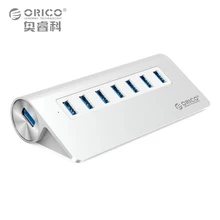 USB3.0 Hub ORICO Aluminium 7 Port Super Speed Hub mit 12 V/2.5A Netzteil 3.3Ft. USB3.0 Kabel für iMac MacBook PC Laptop
