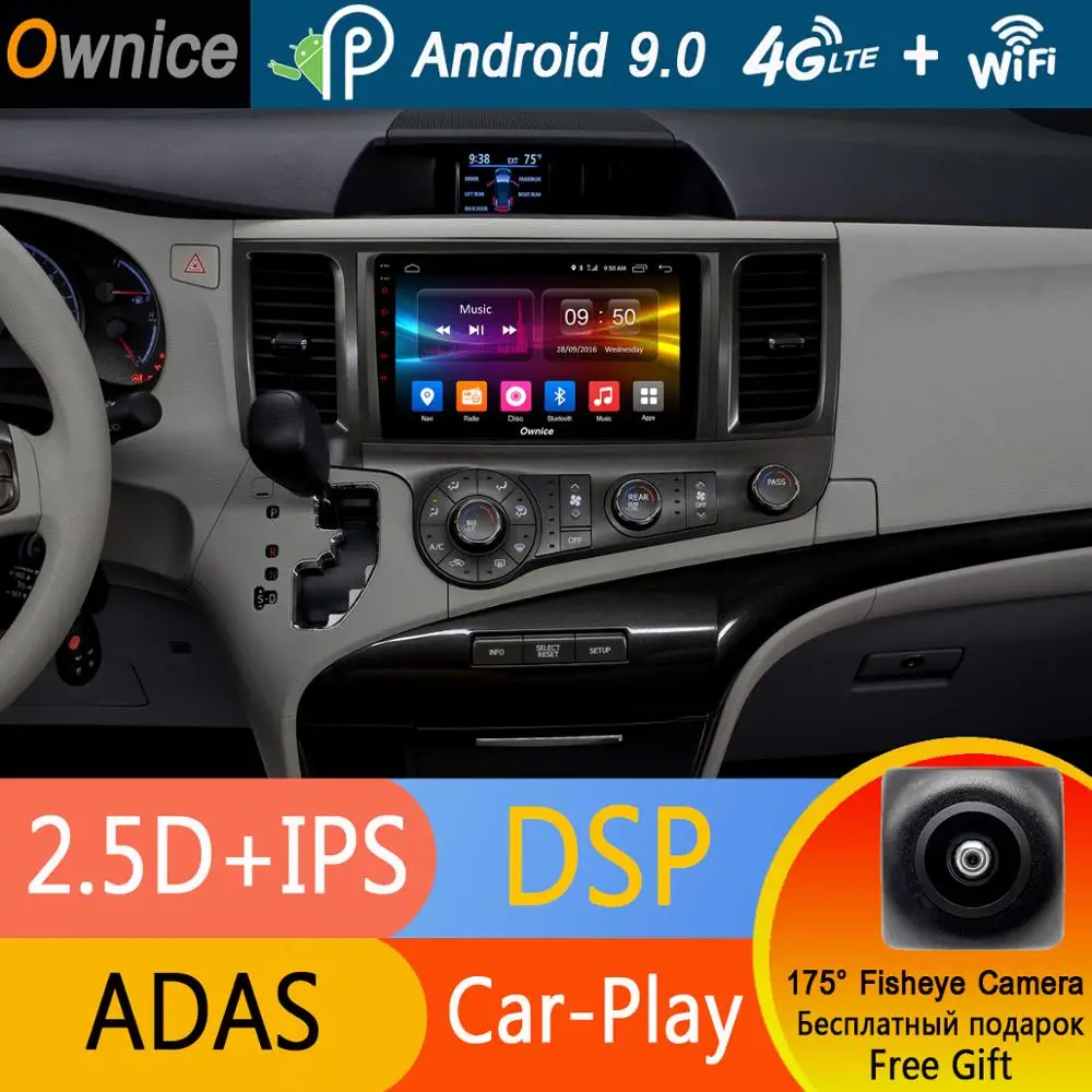 Flash Deal 9" IPS 4G RAM+32G Octa 8 Core Android 9.0 Car DVD GPS Navigation Player For Toyota Sienna 2010 2011 2012 2013 2014 DSP CarPlay 1