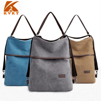 

Large Capacity Women's Handbag Canvas Casual multi use Shoulder Bags Vintage KVKY Crossbody Messenger Bags Fashion Female Totes