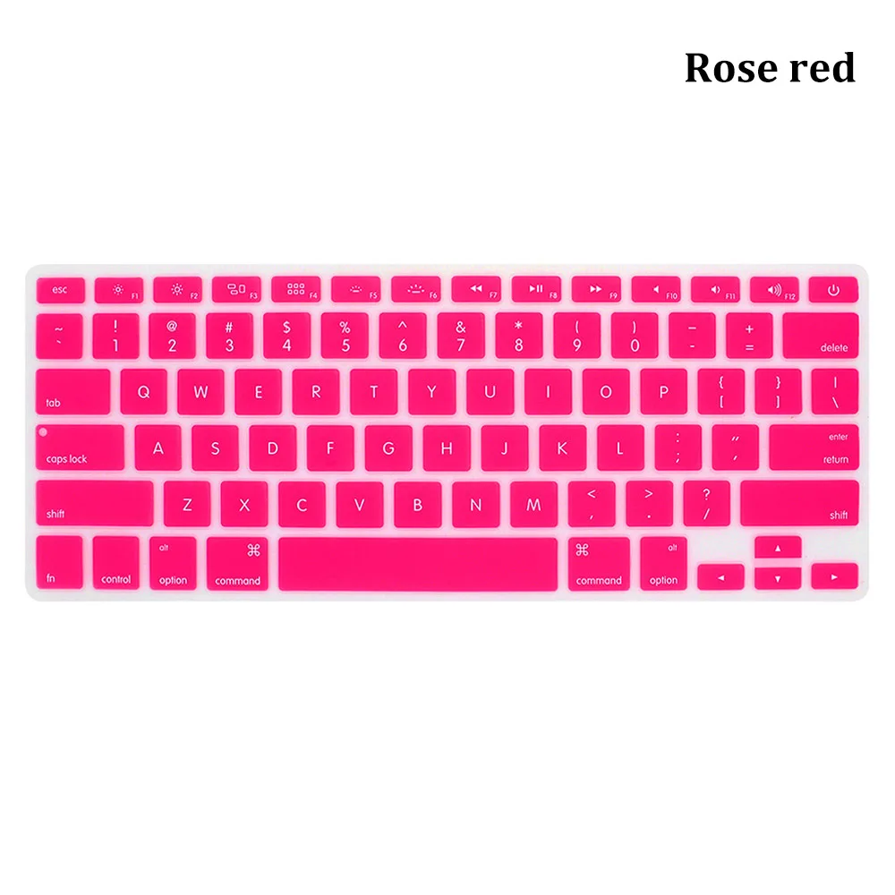 Silicone Soft Keyboard Cover Protector Rainbow Colorful Skin Dustproof For Apple MacBook Air Pro Retina 13" 15" 17" - Цвет: rose red