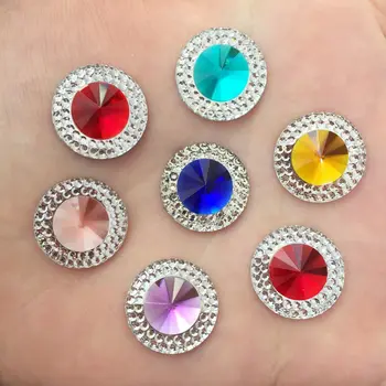 

40 PCS shiny Resin 16mm Round Flat back rhinestone scrapbook DIY Wedding applique ornament Crafts W50