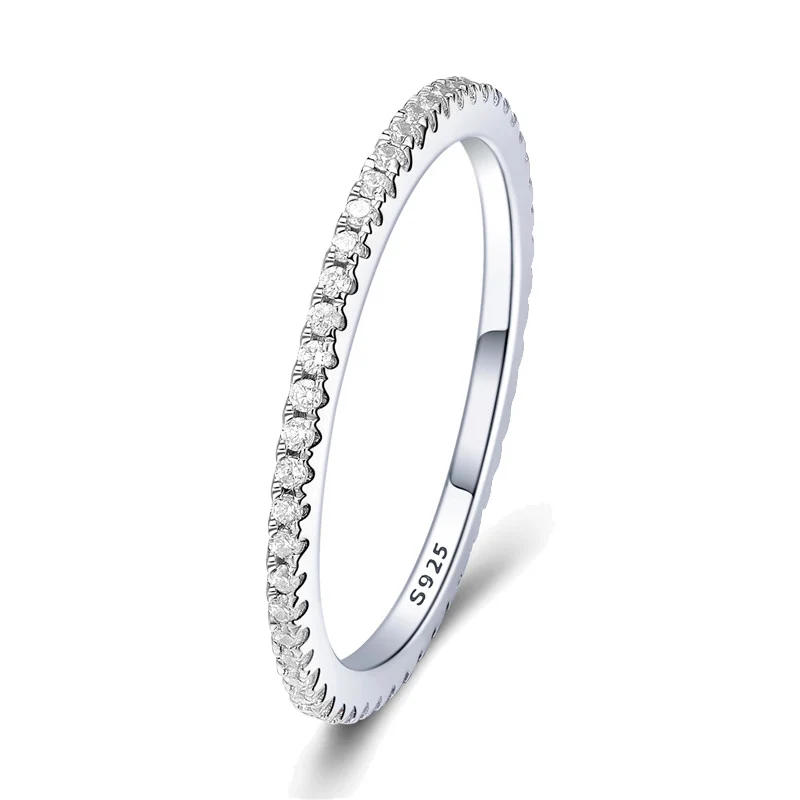 BAMOER 2 цвета прозрачный CZ Engeagement кольца для женщин Свадебные минималистичные простые 925 пробы серебряные аксессуары GXR066 - Цвет камня: White