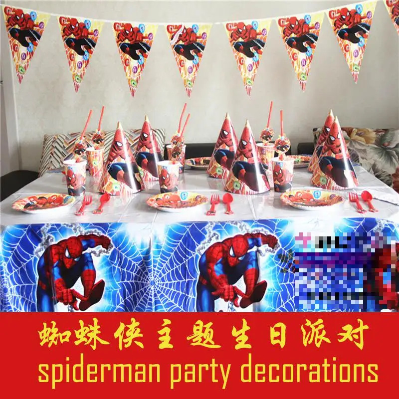 Pieces Ensemble 6 Peuples Spiderman Theme Anniversaire Fete Decoration Ensemble Petite Fille Garcon Enfant Fete Spiderman Theme Fete Fournitures Aliexpress