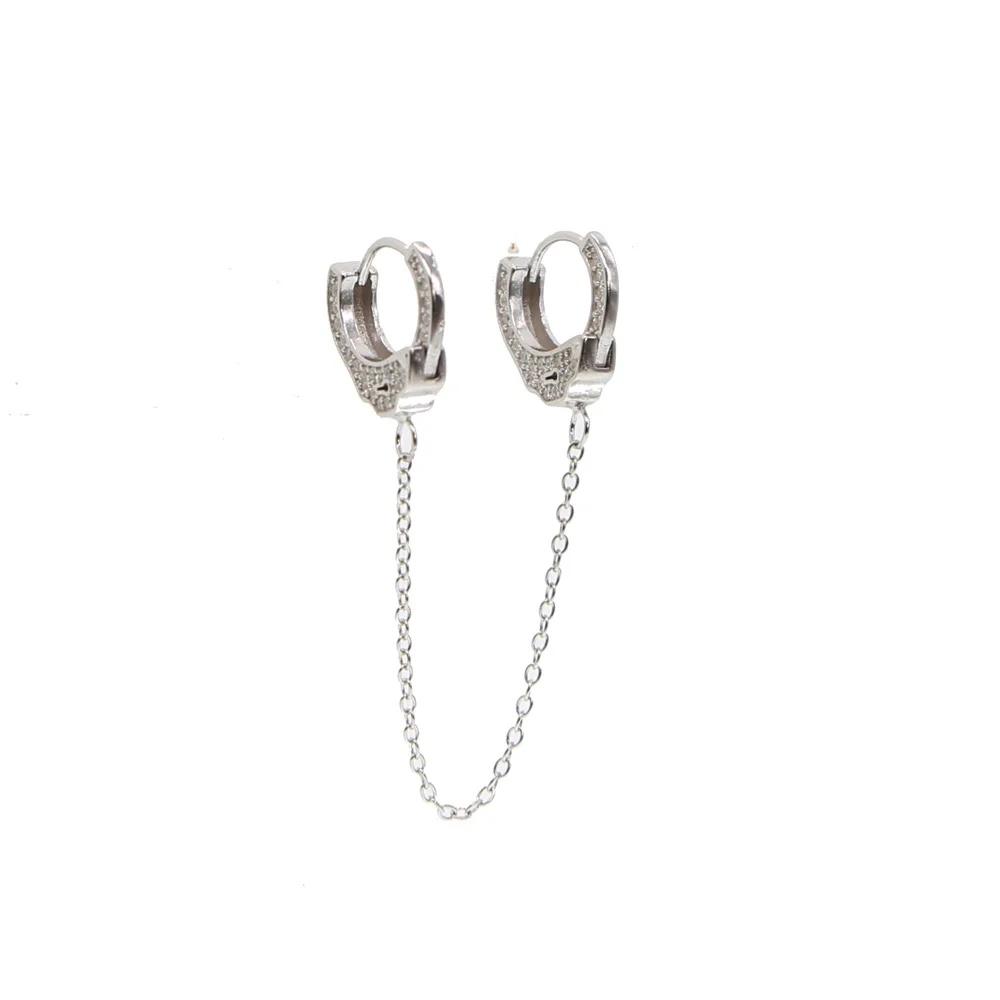 925 Изысканные серебряные Изящные женские серьги на цепочке,, высокое качество, Элегантные Простые серьги на цепочке с наручниками