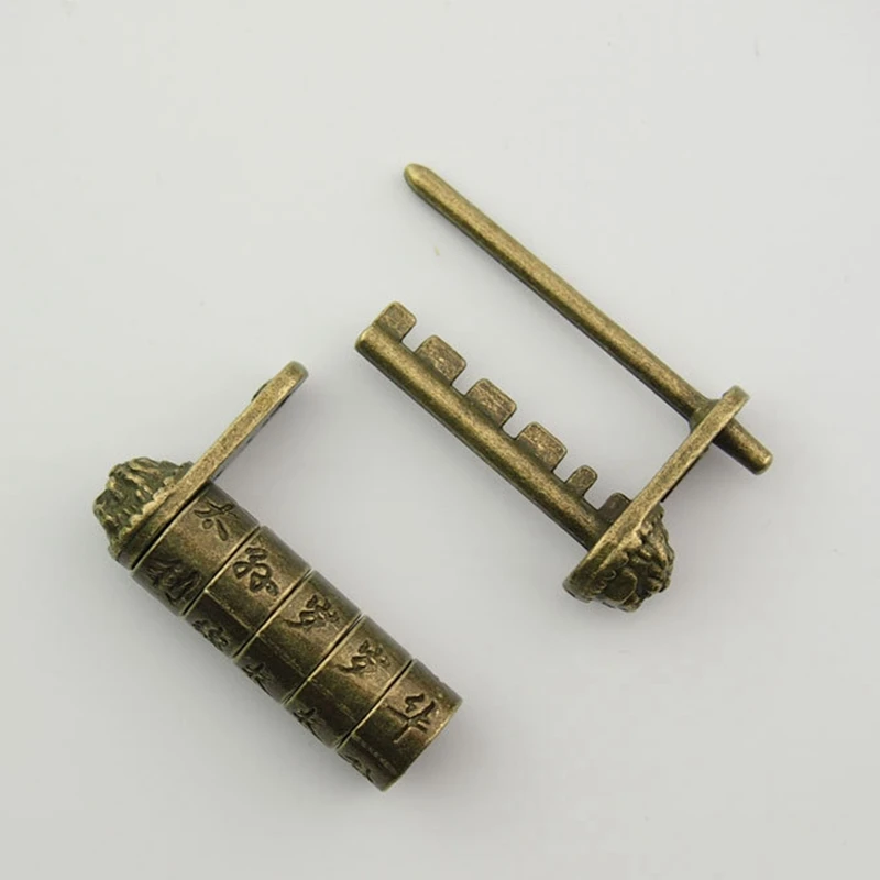 Retro Hot Chinese Style Alloy Zine Vintage Antique Chinese Old Style Jewelry Chest Box Code Password Lock Padlock 1