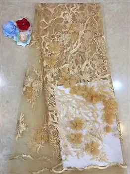 

African Tulle Lace High Quality 3D flowers African Beads Lace Fabric The New arrive High Quality African Lace Fabric (DP19-4