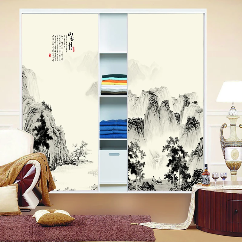 Customized Size Landscape Painting Sliding Door Sticker Window