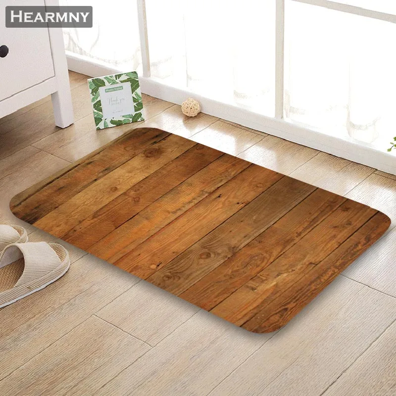 

Custom Wood Doormat Floor/Bath/Kitchen/Beach Mat Flannel Sponge Fabric 3D Printed Shaggy Decoration For Bedroom