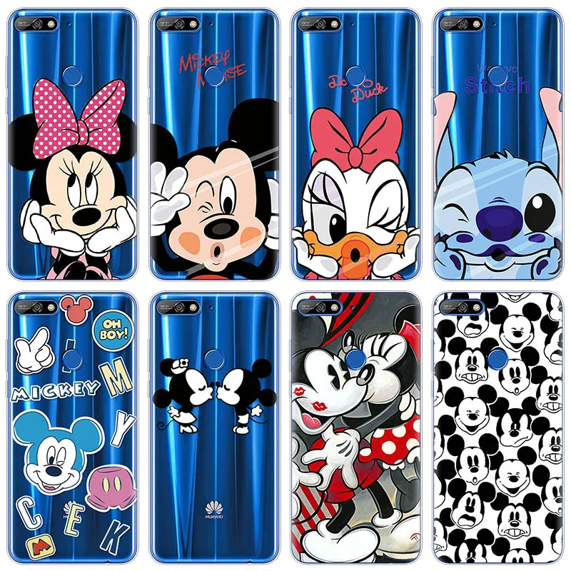 

Silicone Case For Huawei Y7 Prime 2018 Funda Minnie Mickey Couple Gift Protect For Huawei Y7 Prime 2017 Soft Case Rubber Fashion
