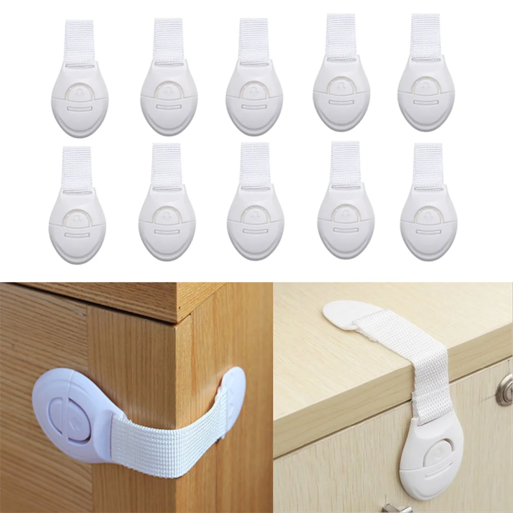 

10 Pcs Child Protection Locks Plastic Baby Safety Door Stopper Infant Security Cabinet Child Safety Lock Baby Protection Lock