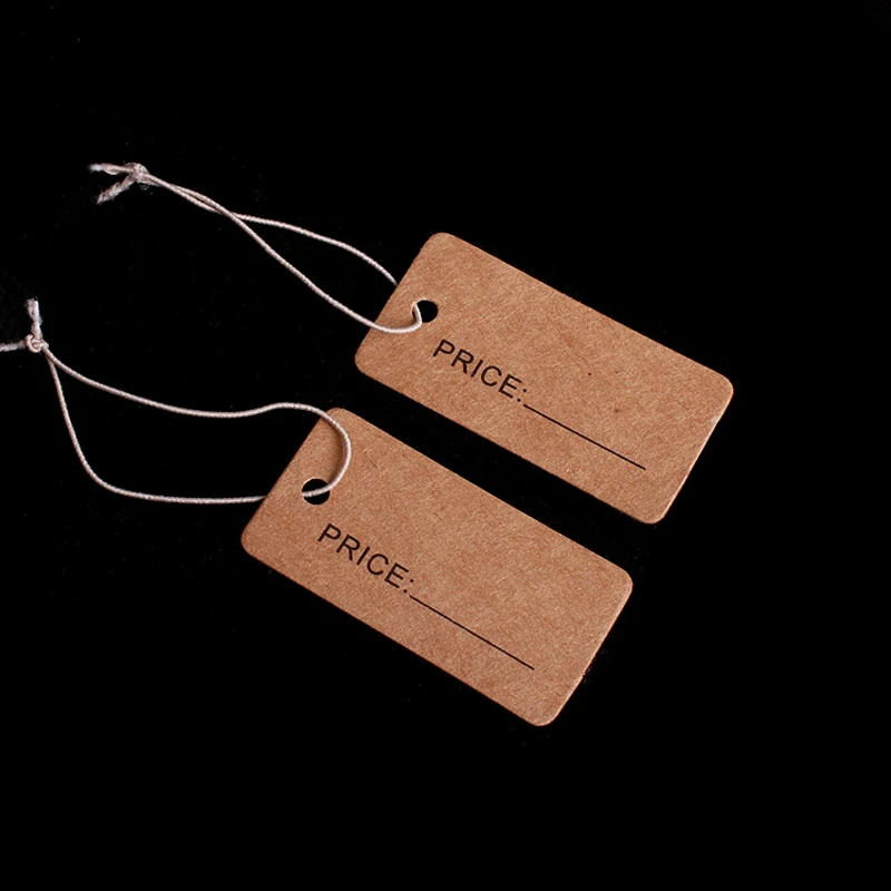 

Manufacturer sells kraft paper strap elastic rope which can write jewelry tag price tag cards 2cm*4cm 100pcs