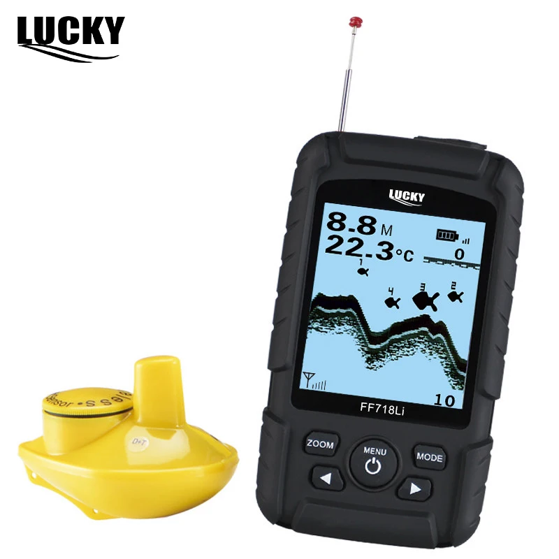 

LUCKY FF718Li-W Portable Fish Finder Wireless Sonar Fishfinder 45m Fish Depth Alarm Echo Sounder Polish Russian Menu