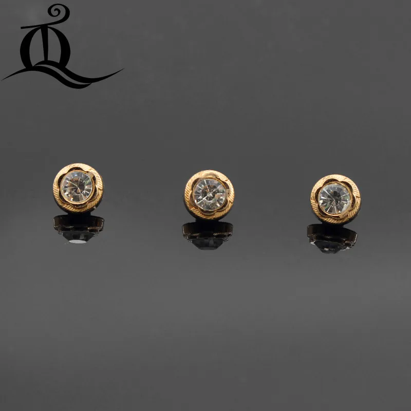 10mm 10pcs fashion gold with Diamonds metal buttons circle buttons high