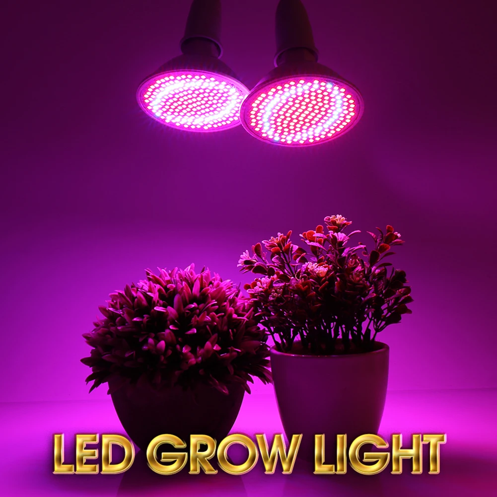 

2 Head 200 LED Plant Grow Light Lamp Full Spectrum E27 Set 2000lm for Flower Seeds Greenhouse