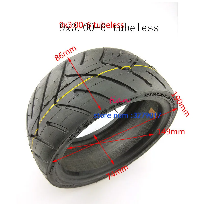 

9X3.00-6 tubeless tire vacuum tire electric scooter torque car quality good wear resistant 9*3.00-6 tyre