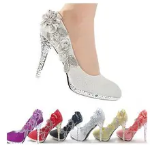 Wedding Shoes Glitter Gorgeous Bridal Evening Party Crystal High Heels Women Shoes Sexy Woman Pumps silver Bridal Shoes 6 color