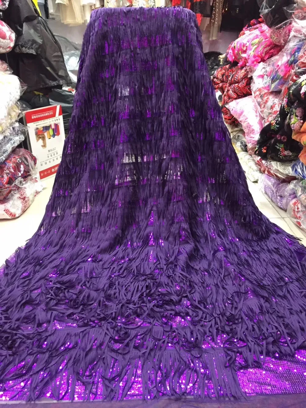 

Nigerian Lace Fabrics for Wedding 2019, African French Lace Fabric High Quality 3D Sequins Purple White Handwork Lace Applique