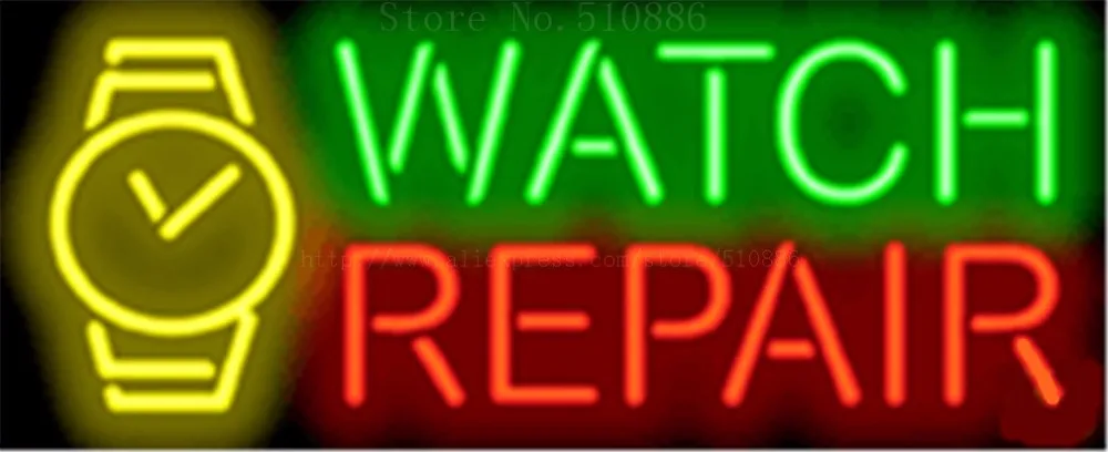 Watch Repair Neon Sign Real Gl Beer Bar Pub Light Signs Display Neon Sign Real Gl Beer Bar Pub Light