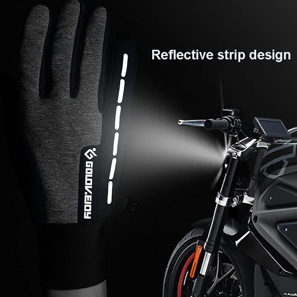 GOBYGO Сенсорный экран велосипед перчатки зимние Термальность ветрозащитный Теплый Полный палец велосипедные перчатки противоскользящие велосипедные перчатки для Для мужчин Для женщин