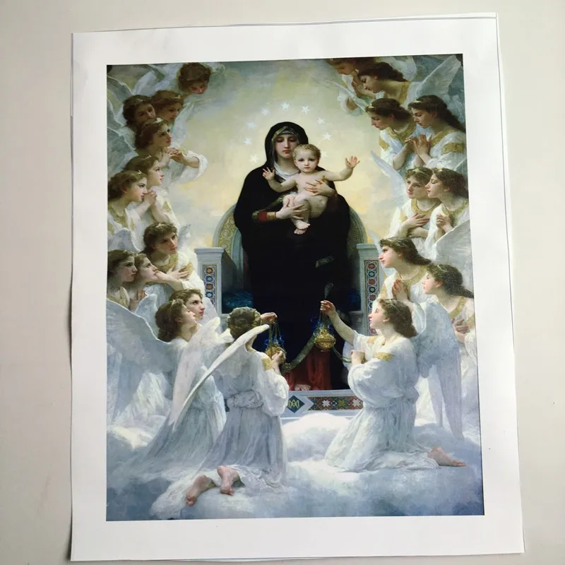 free shipping Virgin Mary with Jesus printed painting on canvas home decoration picture Christian prints canvas oil painting