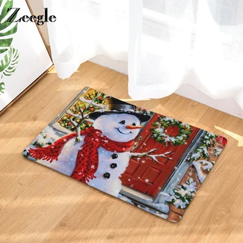 

Zeegle Christams Snowman Printed Corridor Mat Welcome Entrance Door Mats Anti-slip Bedroom Carpet Kitchen Rugs Home Decor Crafts