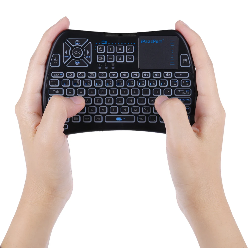 IPazzPort KP 810 61 2 4 ГГц Беспроводная мини подсветка клавиатура с сенсорной панелью для