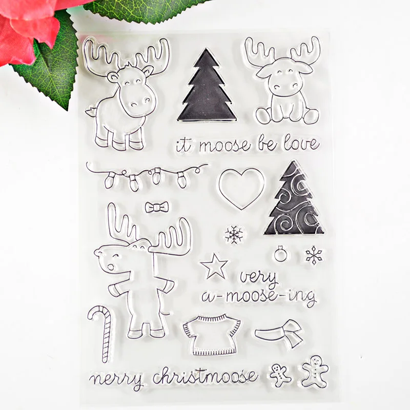 

Happy animal Clear Stamp and metal cutting dies for Scrapbooking Transparent Silicone Rubber DIY Photo Album Decor
