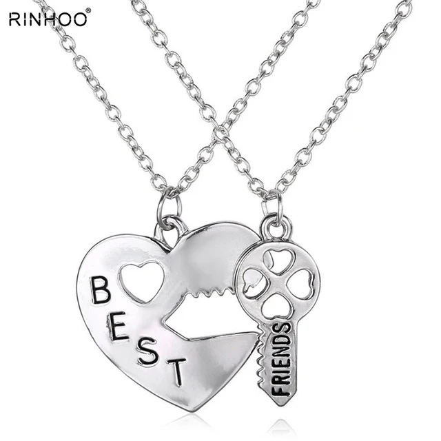 2p retro puzzle pendant necklace engraved best friends jewelry