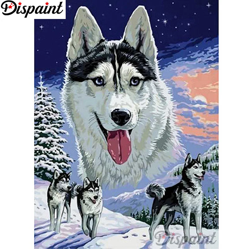 Dispaint Full Square/Round Drill 5D DIY Diamond Painting &quotAnimal wolf scenery&quot Embroidery Cross Stitch Home Decor A11880 | Дом и сад