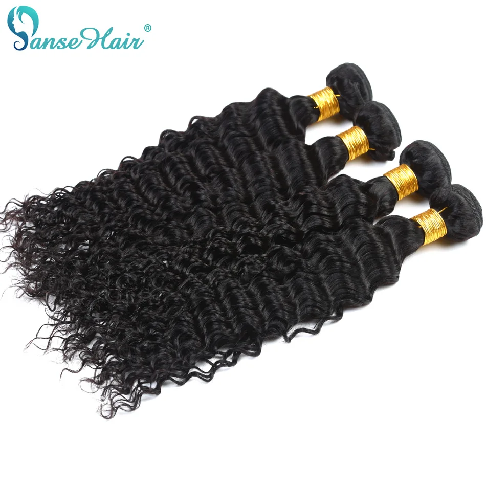 Panse Hair Deep Wave Hair 4 Bundles Per Lot Malaysian Human Hair Weaving Customized 8 to 30 Inches 1B Human Hair Extension