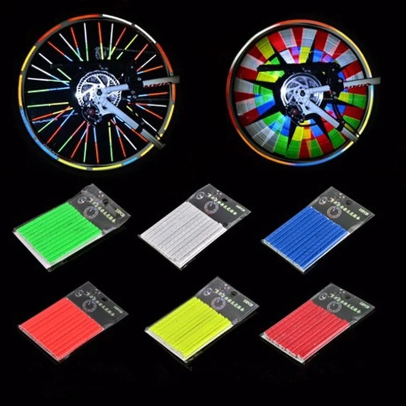 

Vertvie 12pcs/set Bikes Spoke Fluorescent Tubes Clip Reflect Bicycle Wheel Rim Steel Wire Cover Motorcycle Warning Accessories