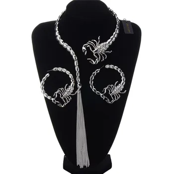 

JEROLLI Bohemian Statement Long Maxi Tassel Wholesale Sliver Gold Necklace Earrings Jewelry Sets Women