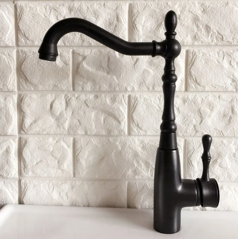 Swivel Spout Water Tap Oil Rubbed Black Bronze Single Handle Single Hole Kitchen Sink & Bathroom Faucet Basin Mixer Tap anf378