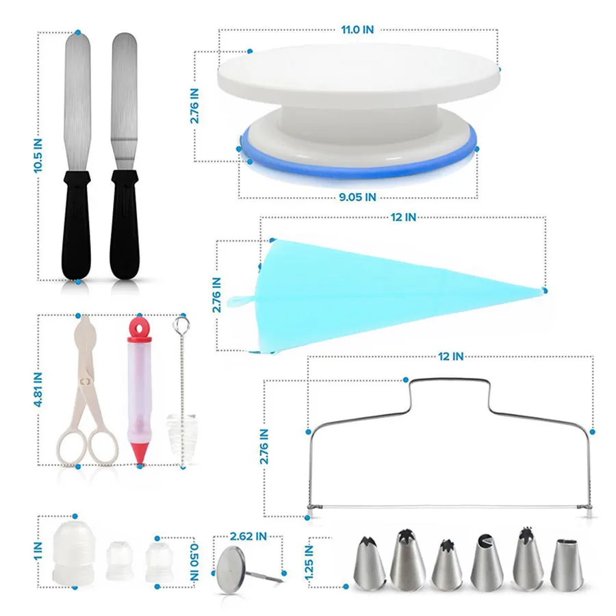 26/106 шт Многофункциональный комплект для украшения торта, торта, поворотный стол, набор кондитерских трубок, инструмент для помадки, кухонный десерт, выпечка, Кондитерские принадлежности