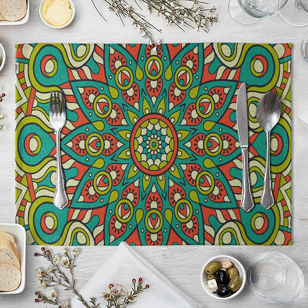 متعدد الألوان زهرة المضادة للانزلاق مكان حصيرة طاولة طعام وسادة كوستر مسند للكوب ديكور متعدد الألوان زهرة المضادة للانزلاق مكان حصيرة طاولة طعام وسادة كوستر مسند للكوب ديكور