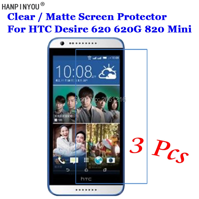 

3 Pcs/Lot HD Clear / Anti-Glare Matte Front Screen Protector Touch Film Protection Skin For HTC Desire 620 620G 820 Mini 5.0"