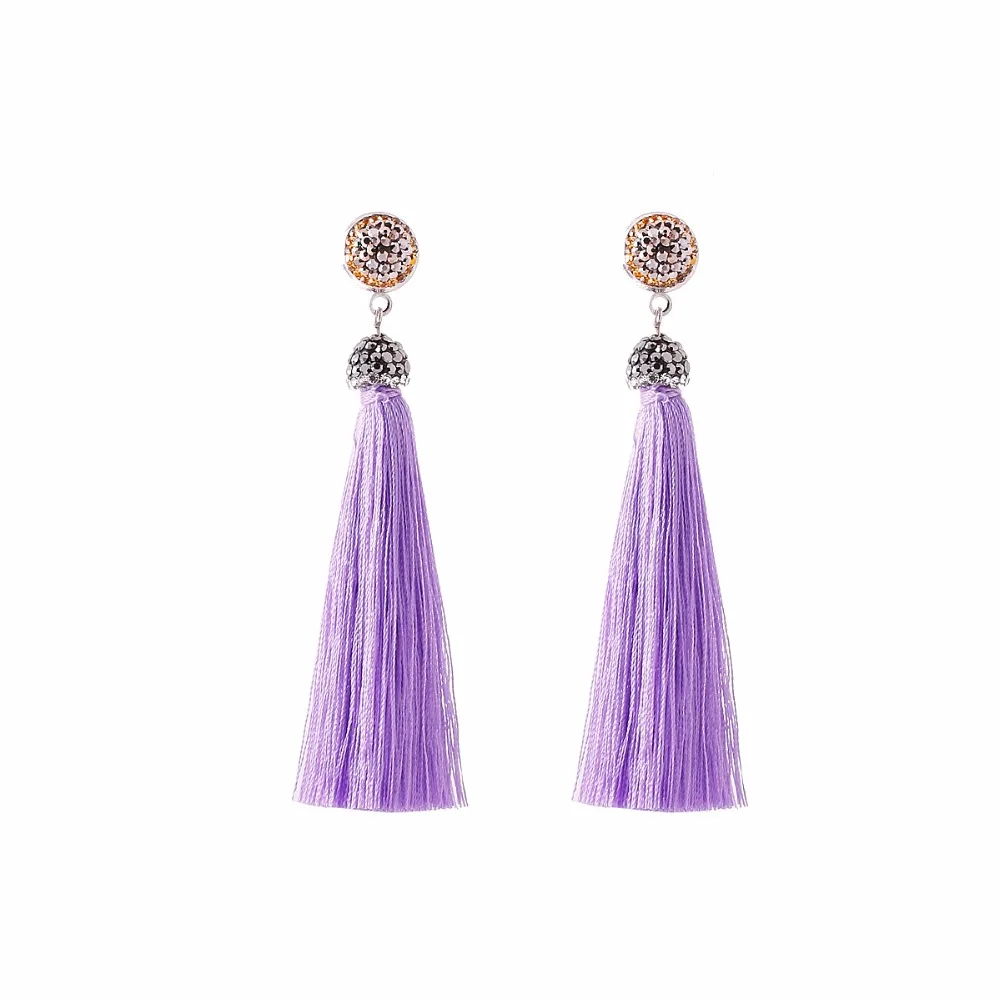11 New Women Tassel Earrings Boho Bohemian Long Exaggerated Silk Fabric Dangling Earrings For Women Orecchini Lunghi Oorb CS23