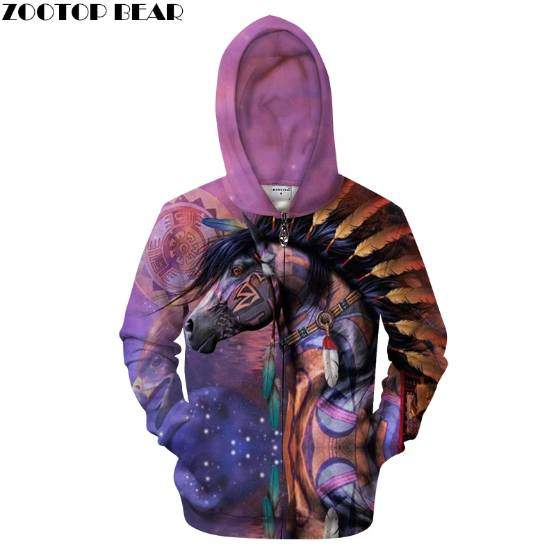 

Eagle and Horse Printed Zipper Hoodies 3D Men Women Band Streetwear Hooded Pullover 6XL Sweatshirts Tracksuits Coat drop shippin