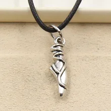 Новая Мода тибетский серебряный кулон балетки Цепочки и ожерелья колье очарование черный кожаный шнур заводская цена ювелирные изделия ручной работы