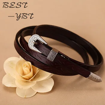 

2018 New Wild High Quality PU Thin Belt with Zinc Alloy Sipi Metal Buckle Waist Denim Dress Hot Explosion Models for Women Belt