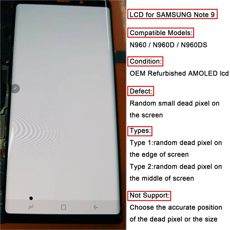 Супер AMOLED 6,4 ''ЖК-дисплей с рамкой для SAMSUNG GALAXY Note 9 Note9 N960DF дисплей сенсорный экран дигитайзер сборка+ маленькая точка