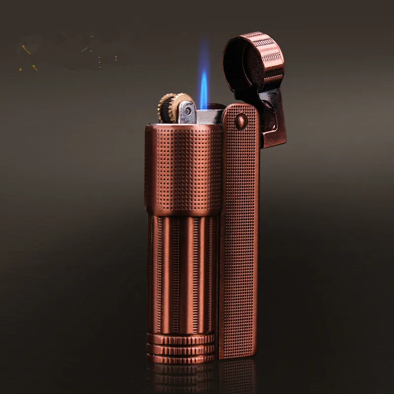 Vintage Metal Torch Lighter Retro Rechargable Gas Jet Lighter Grind