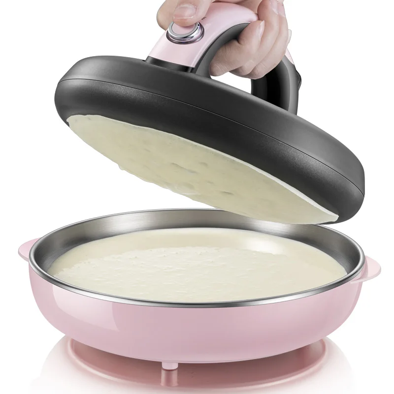 D,pink Automatic Nonstick stainless steel Crepe Makers mini Pancake
